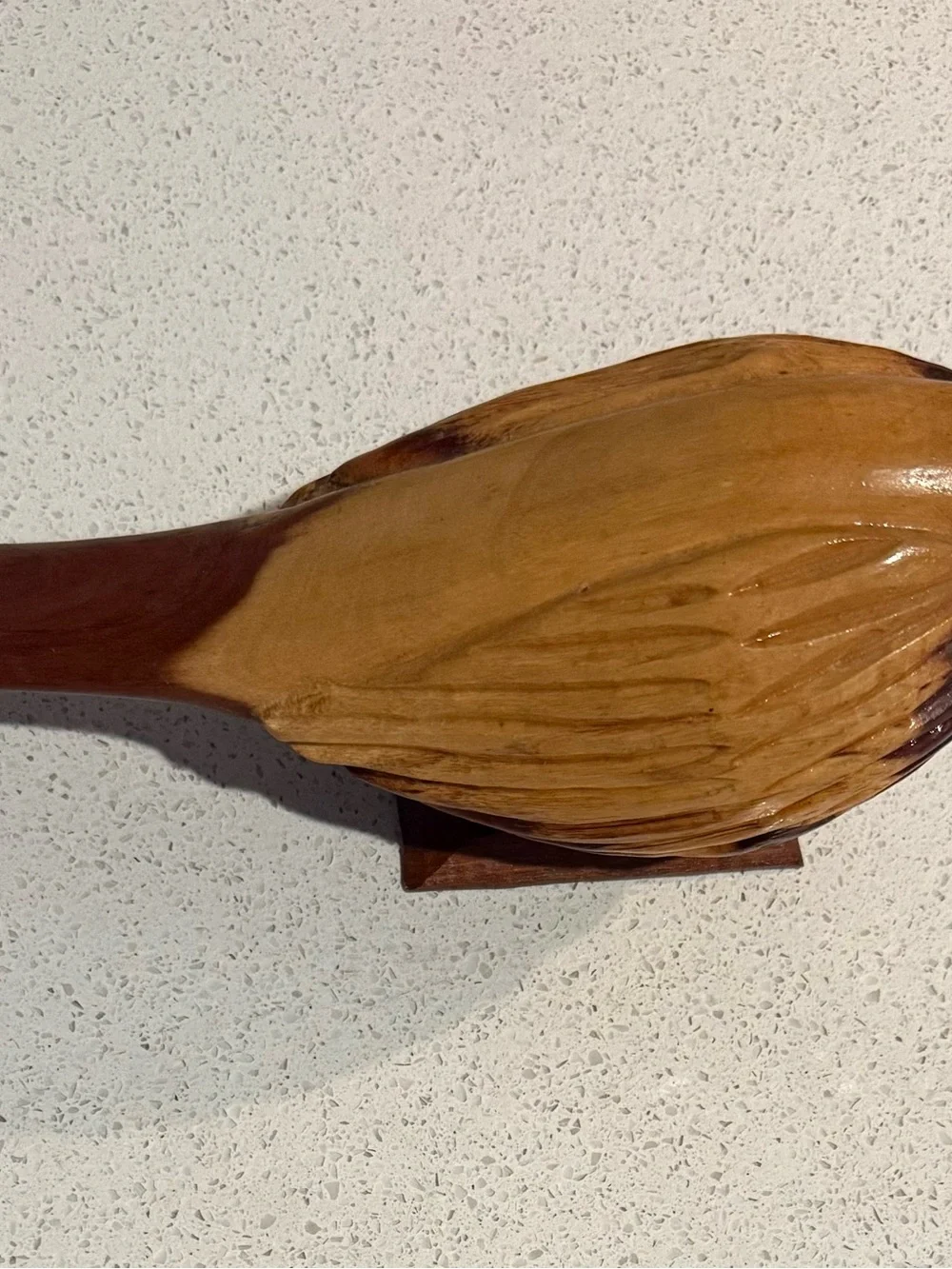 Vintage 2pcs Jamaican Hand Carved Wooden Bird Figurines on Matching Stands
